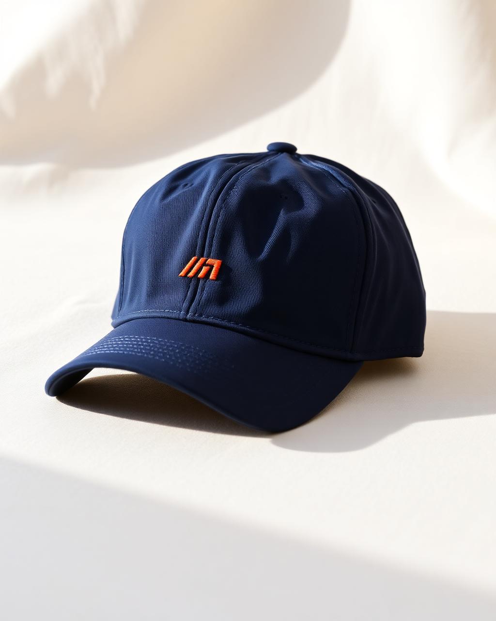 5-Panel Cap — Navy + Orange / Packable brim